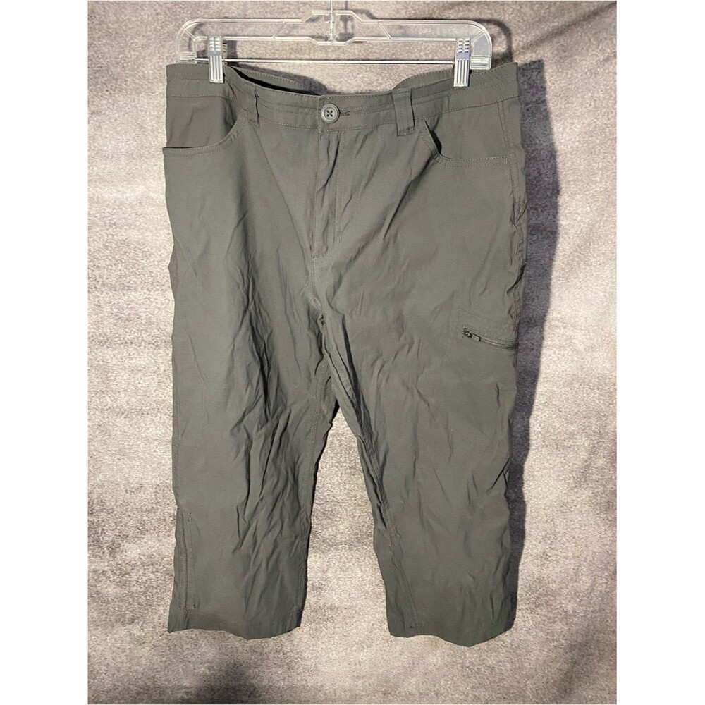 Eddie Bauer Women’s Size 14 Charcoal Gray Hiking Capri Crop Pants Zip Pocket